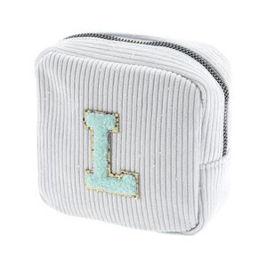 Letter L Pattern Makeup Bag for Travel White